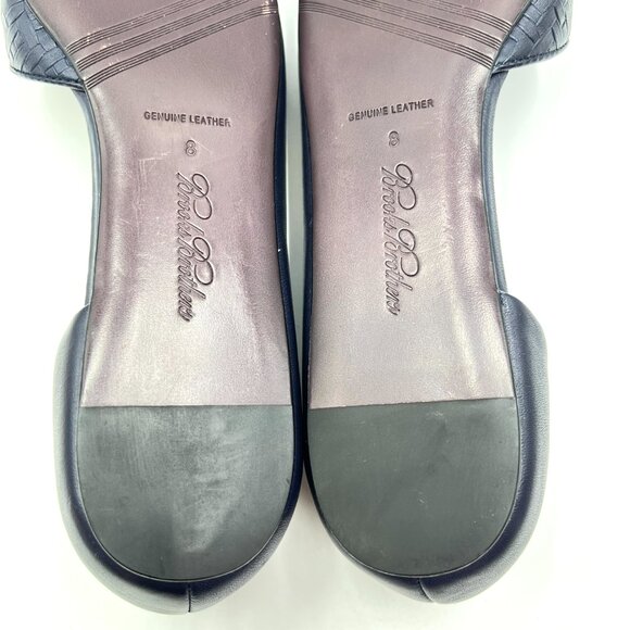 Brooks Brothers Size 8 Navy Blue Leather Pointed Toe D'Orsay Flats Shoes - Picture 12 of 13
